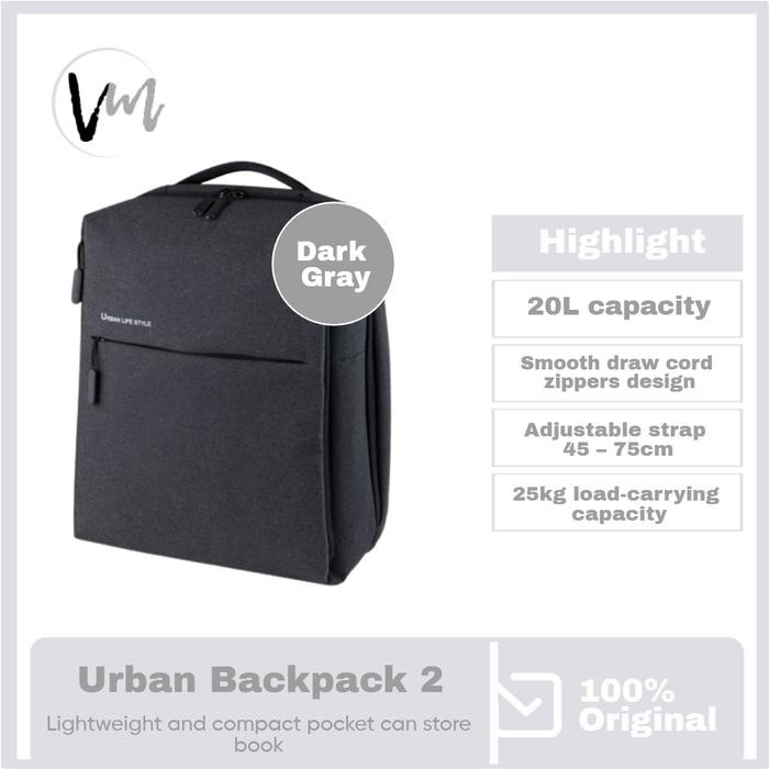 Xiaomi Bag Urban Lifestyle City Backpack - Tas ransel Urban Life style - Dark Grey
