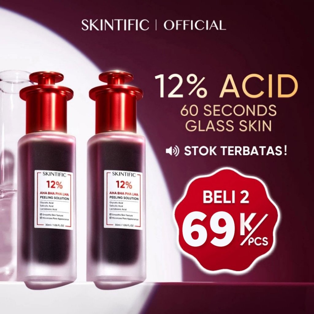 SKINTIFIC 2PCS Paket Skincare Set | Acid Peeling Solution Serum 30ML Eksfoliasi Essence Penghalusan 