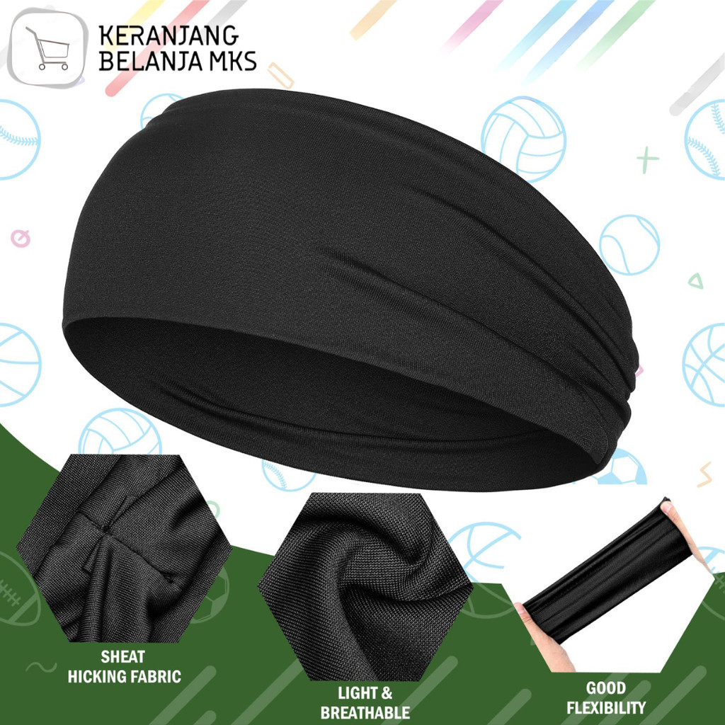 Headband Olahraga Ikat Kepala Olahraga Pria Wanita Elastic Sport Hairbands Yoga