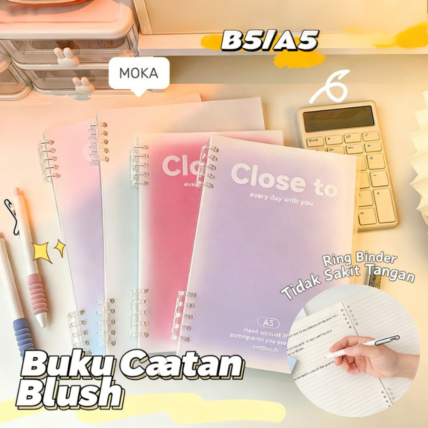Notebook B5/A5 Gradient - Buku Catatan Ring Ganti Isi Nyaman Digenggam