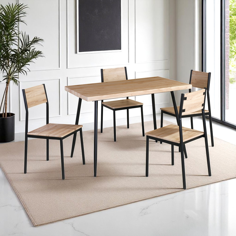 Informa Lexon Set Meja Makan 4 Kursi - Cokelat Maple Dining Table Set Meja Kursi Ruang Makan Aesthet