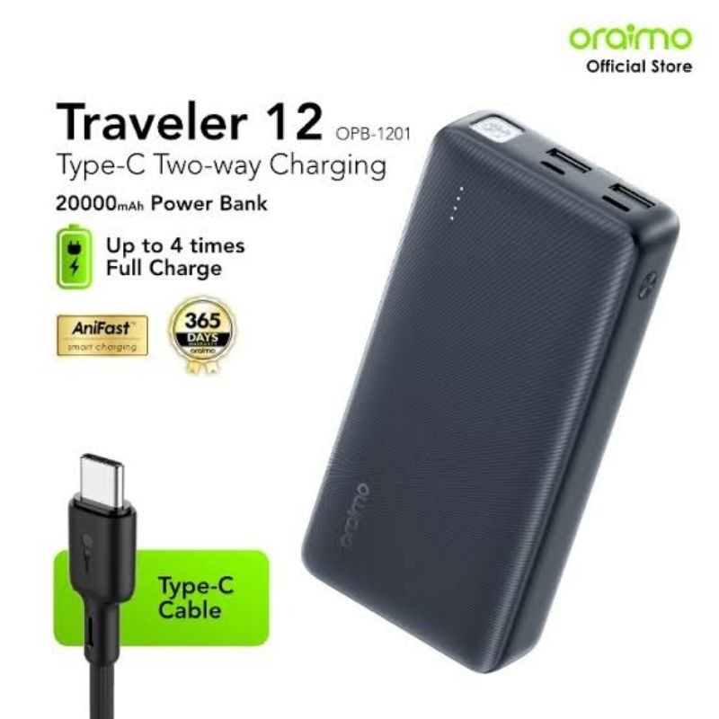 Powerbank Oraimo 20000 mAh Type C Two Way Charging Traveller 12 OPB-1201