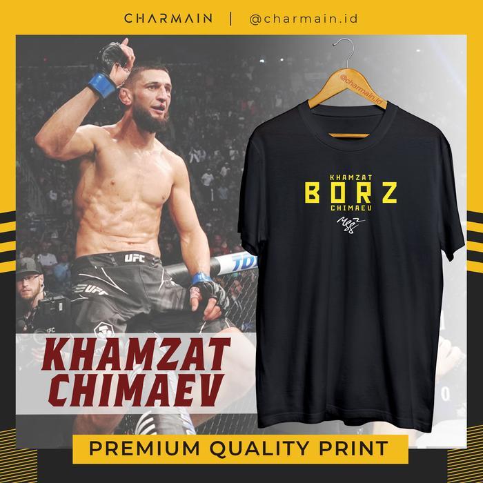 (COD) Kaos Khamzat Chimaev "Borz" UFC Fighter MMA Gym - Hitam, S