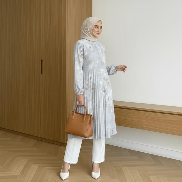 MAYANG COLLECTION - AIRIN TUNIK T01188 | ATASAN WANITA MOTIF BUNGA PASTEL BUSUI FRIENDLY - Blue