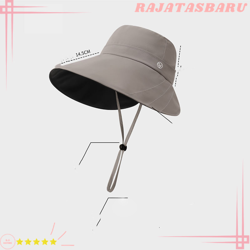 Topi Pantai Lebar MZ031 Anti UV Tali Dagu Stylish