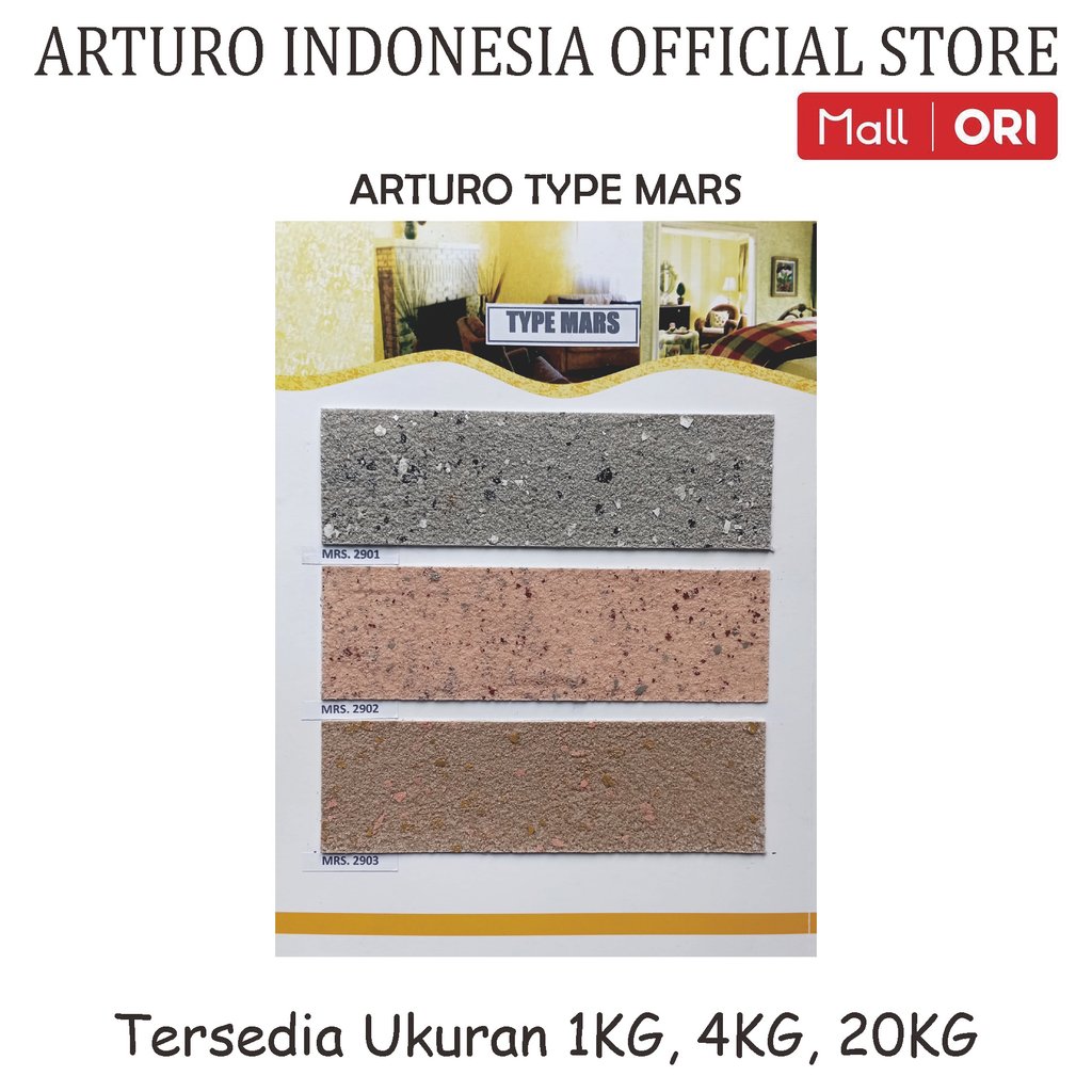 ARTURO Type MARS Galon 4kg Cat Texture Tone Tekstur Dinding Tembok Flakes Multicolor Kemasan Ukuran 