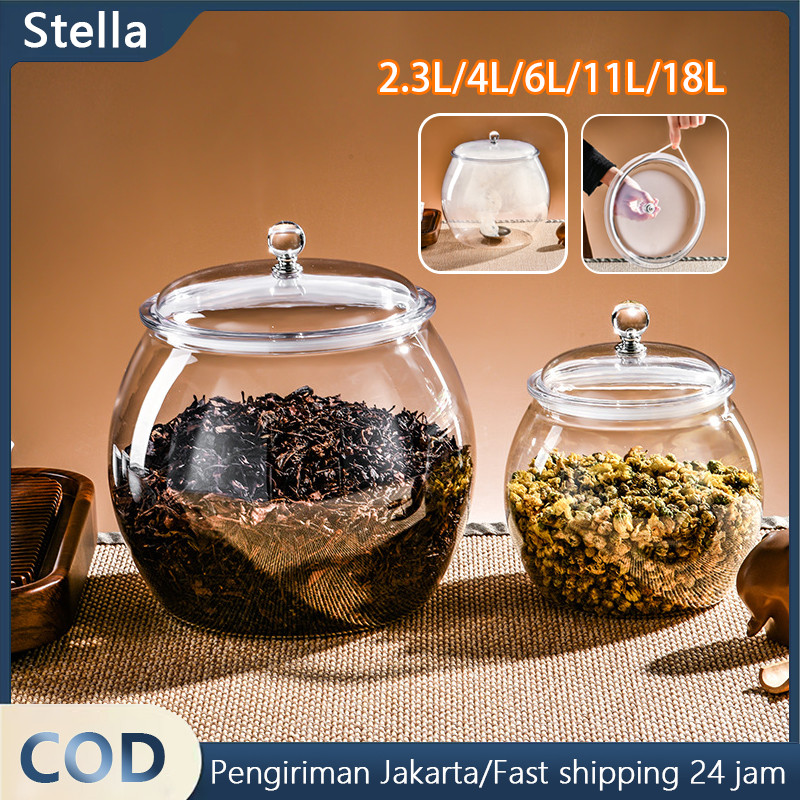 18L Wadah Plastik Tertutup Kapasitas Besar Toples Transparan Anti Bocor Tempat Penyimpanan Rempah Ka