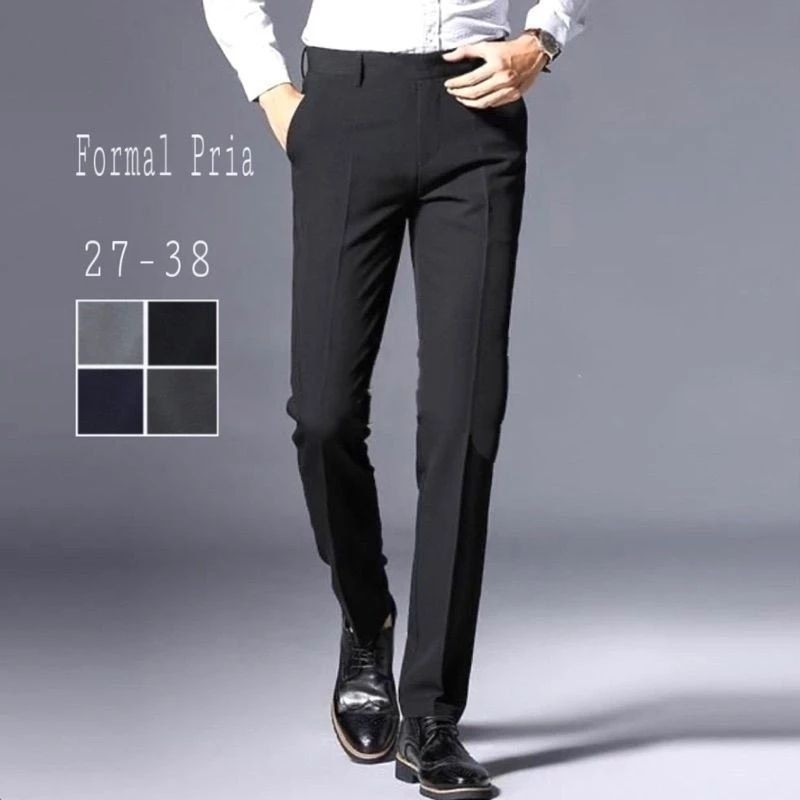 Celana Kantor Formal Pria Slimfit Bahan Dasar Kain Wol