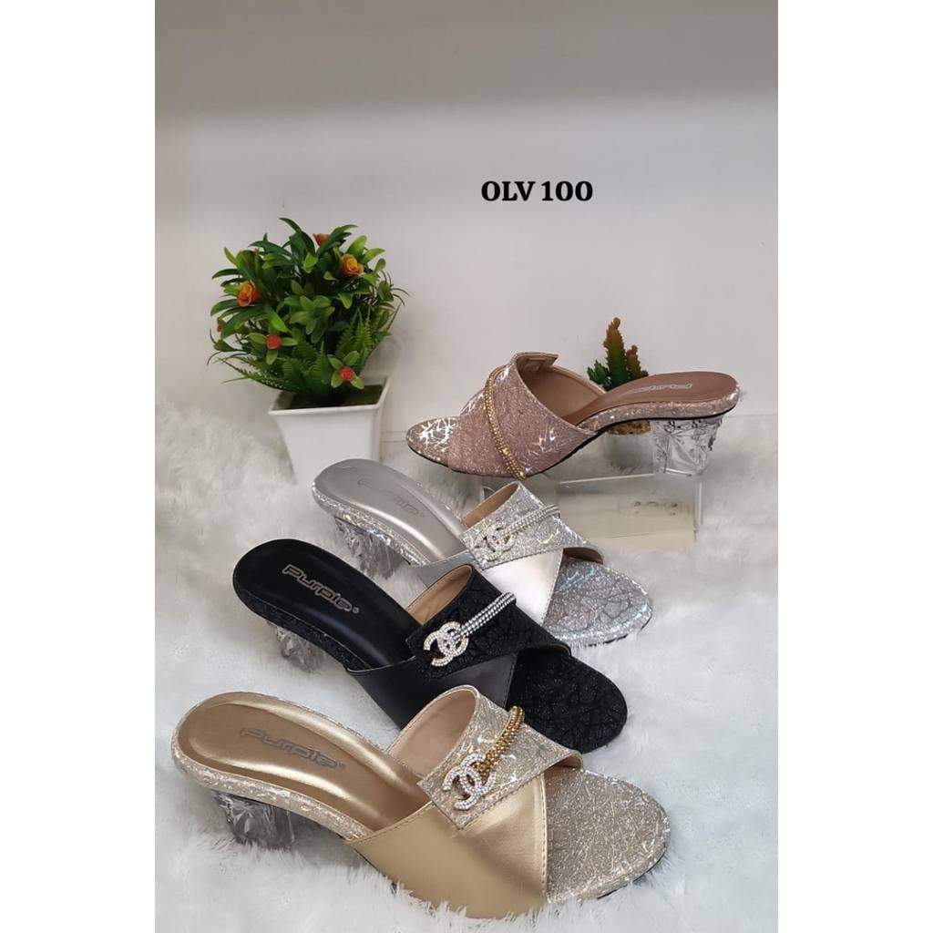 Purple OLV 100 Sandal Pesta hak wanita  36-40