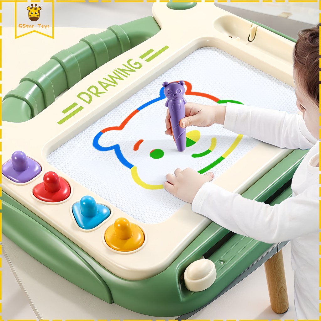 Papan Gambar Magnetik Portabel untuk Anak Belajar Menggambar Kreatif dengan Stempel