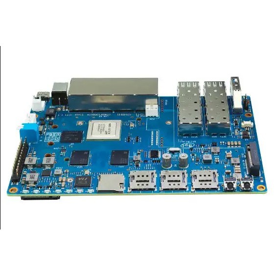 Banana Pi BPI R4 Wifi 7 board with MTK MT7988A design,4G RAM and 8G eMMC onboard