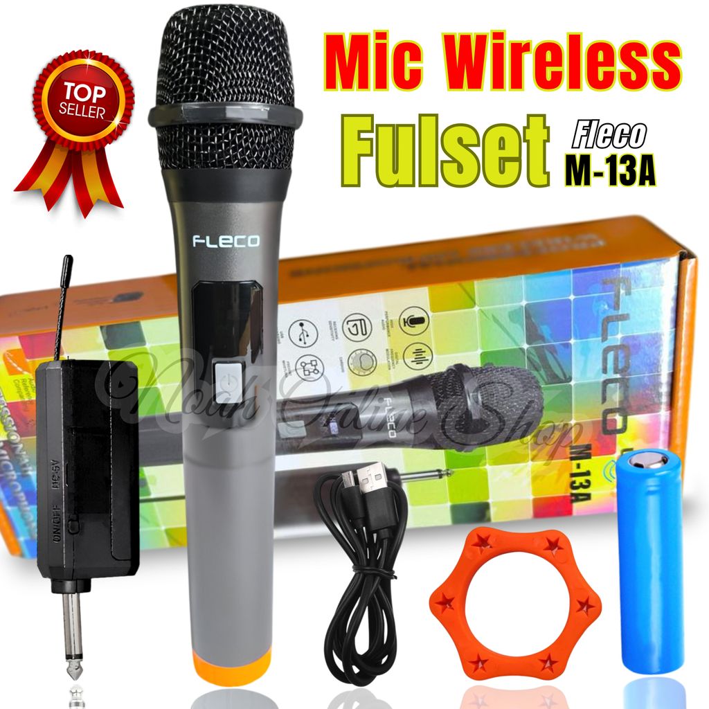 {CID} Termurah~Microphone Mic Duet Tanpa Kabel Fleco M-13A | Mic Karaoke bluetooth | Microphone Prof