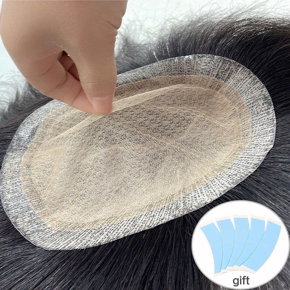 Silk Base Toupee Men's Wig Lace Hair System Wigs 100% Human Hair Male Hair Prosthesis Asian Wig Man 