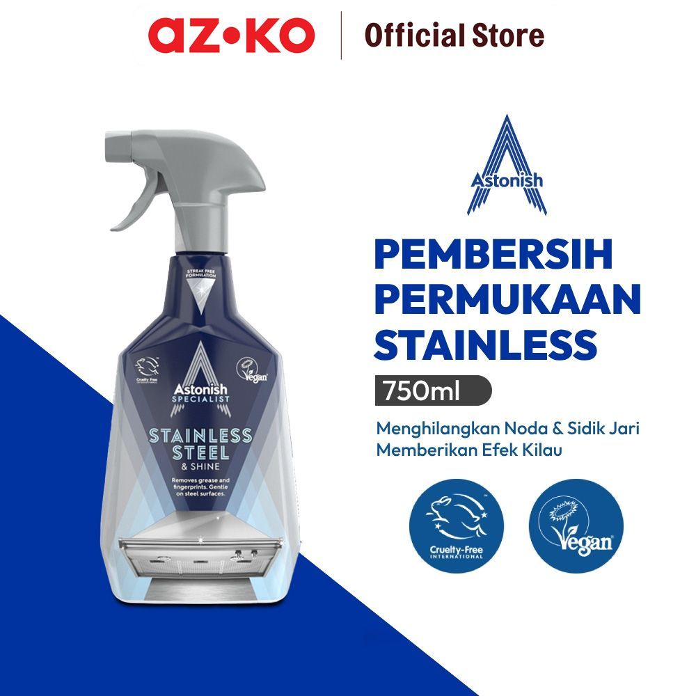 AZKO Astonish Spray Pembersih Noda Minyak & Sidik Jari Permukaan Stainless Steel 750 ml Cleaner Noda