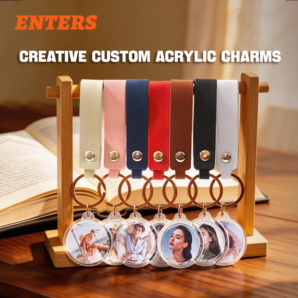 DIY 100 sets Materials Acrylic Transparent Keyring Custom Photo Frame Keychain