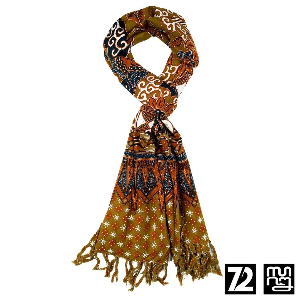 72 Batik - Syal Batik Scarft Motif Kembang Warna Kuning Kehijauan 723804