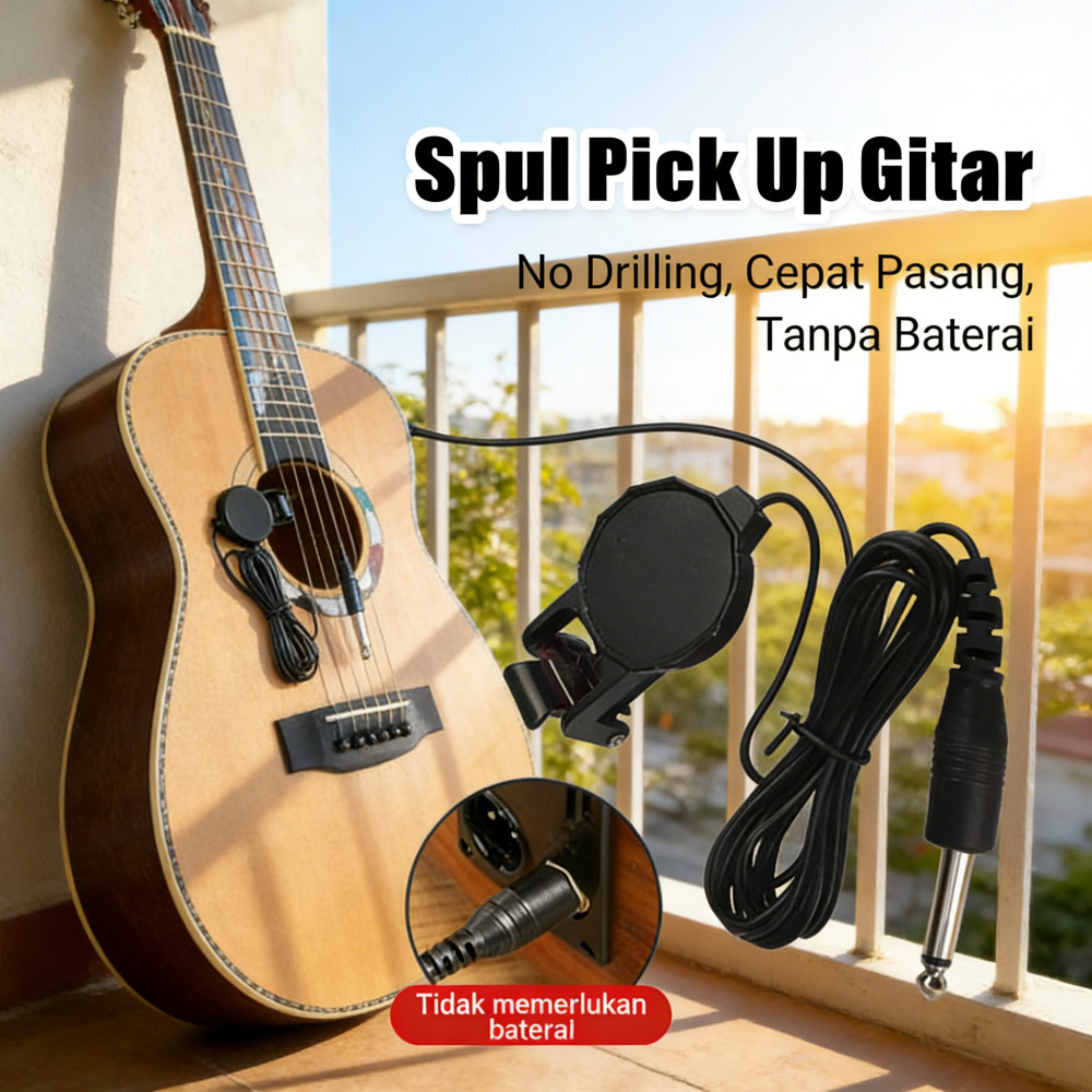 Pick-up spul gitar akustik clip-on, pickup spul tempel akustik gitar