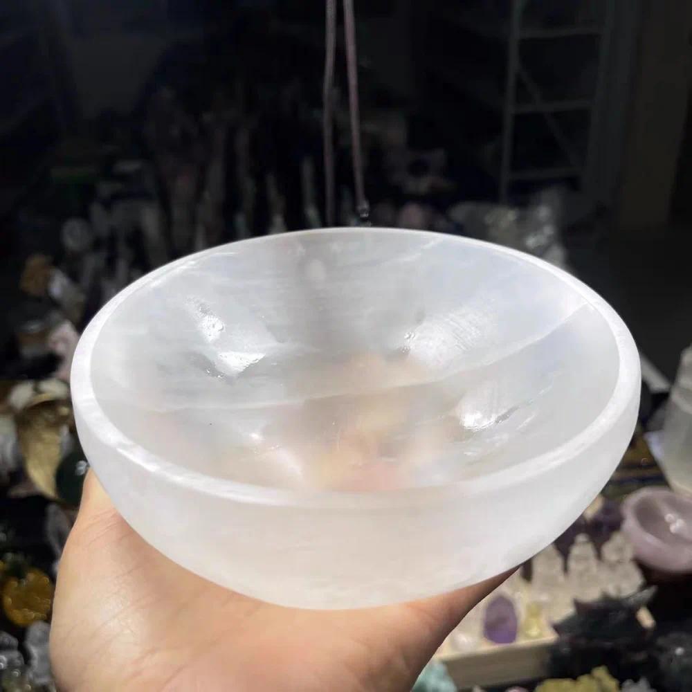 Natural Selenite Bowl, White Quartz Crystal Gypsum Bowl, Mineral, Reiki, Healing, Degaussing