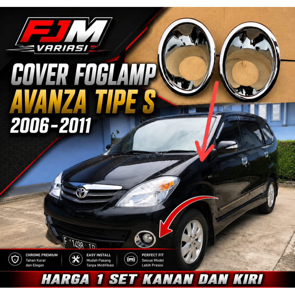 COVER TUTUP RING FOGLAMP KABUT BEMPER BUMPER DEPAN SEMUA MOBIL TOYOTA AVANZA S TIPE S 2006 2008 2010