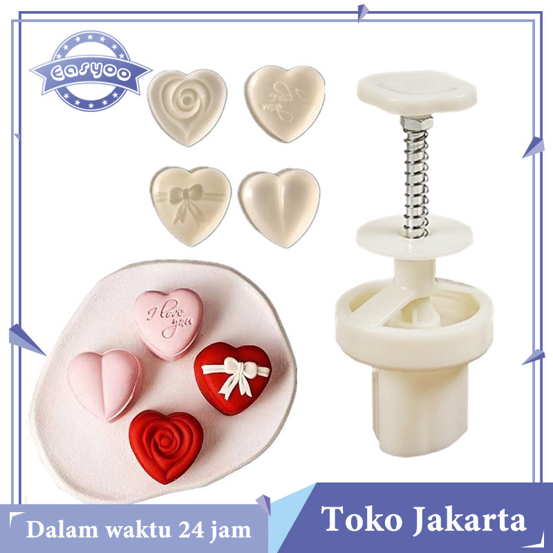 25g Full Set Cetakan Kue Bulan Hati Alat Cetak Kue Bulan Untuk Kue Bulan & Kue Lapis