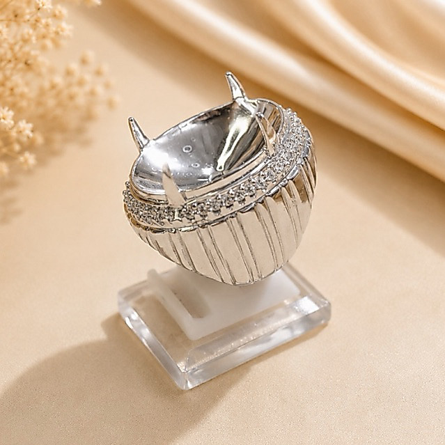 Ring/Emban Cincin Alpaka Jumbo Mewah - Oval 25x18 mm
