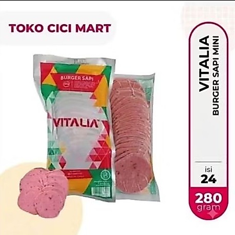 Vitalia Burger Sapi Mini 280gr Isi 24 pcs by Bernardi - Daging Burger Beef Praktis
