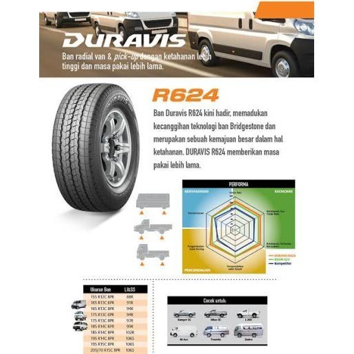 PROMO Ban BRIDGESTONE BS 175 R13 8PR 175-13 175/13 175R13 175/R13 8 PR R13 R 13 DURAVIS R624 R 624 g