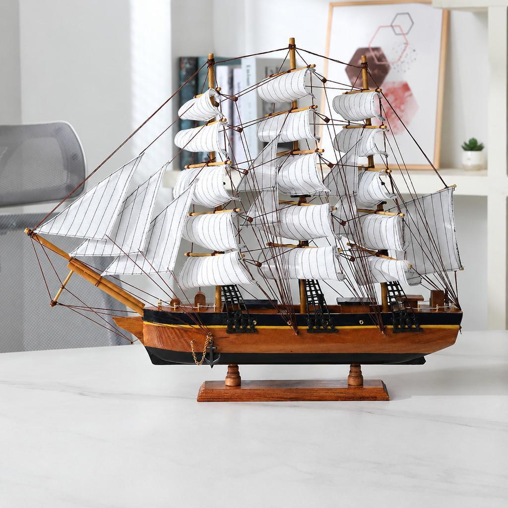 Miniatur Kapal Layar Phinisi Kayu Vintage Dekorasi Meja Rumah / Wooden Sailboat Model Decorations Hy