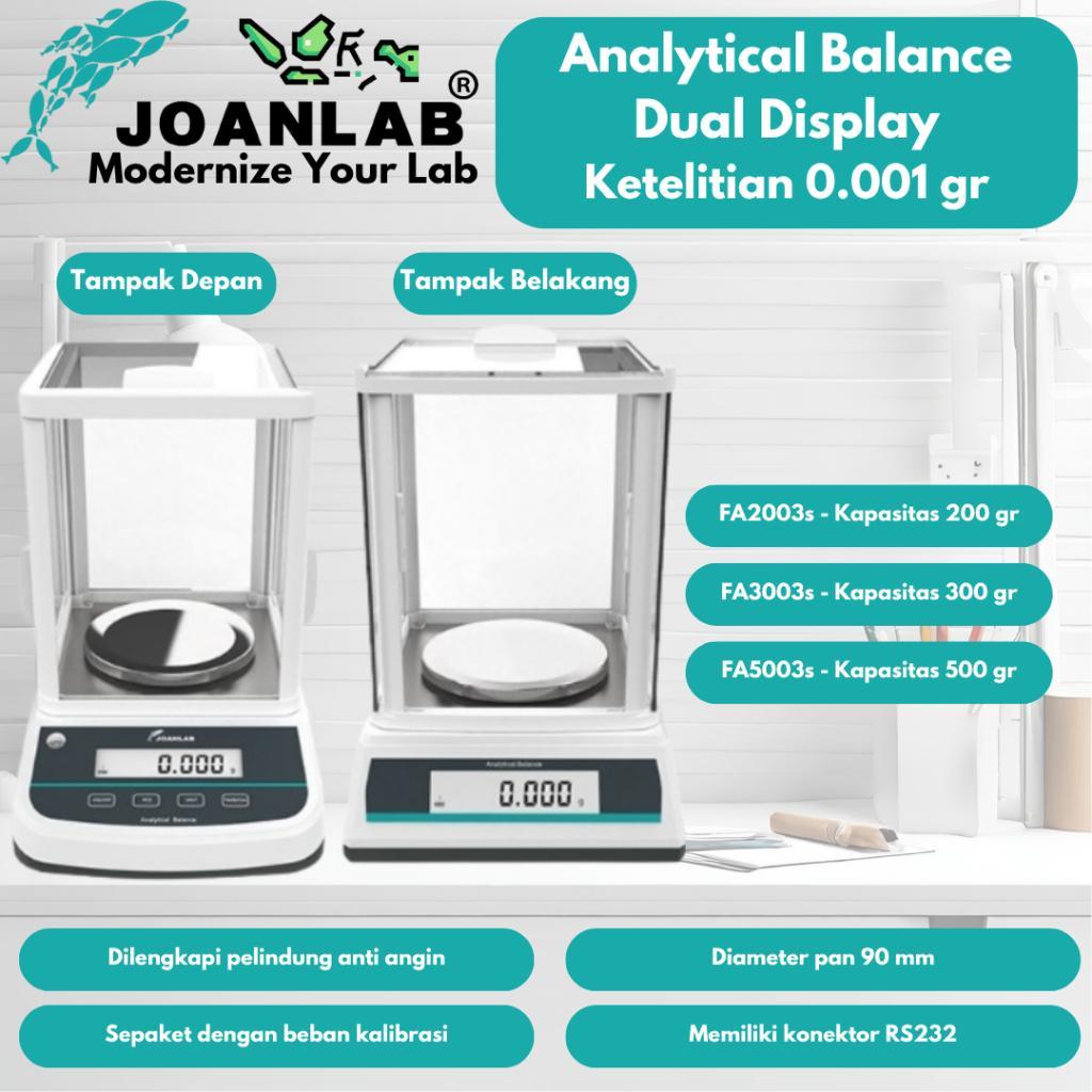 JOANLAB Digital Analytical Balance Dual Display Timbangan Digital Dua Layar Ketelitian 0.001 gr Kapa