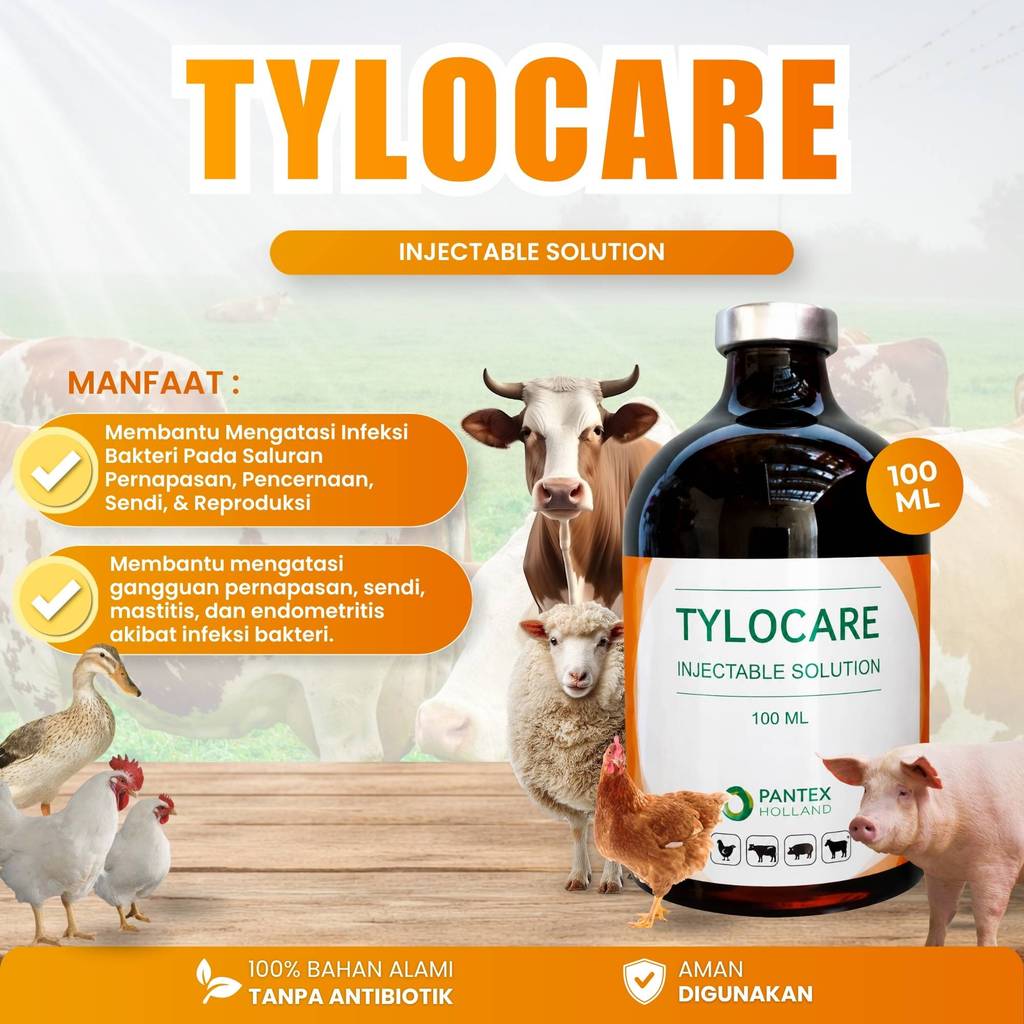 Tylocare Injeksi 100 ml - Untuk Hewan PNEUMONIA - Tylosin 200 mg
