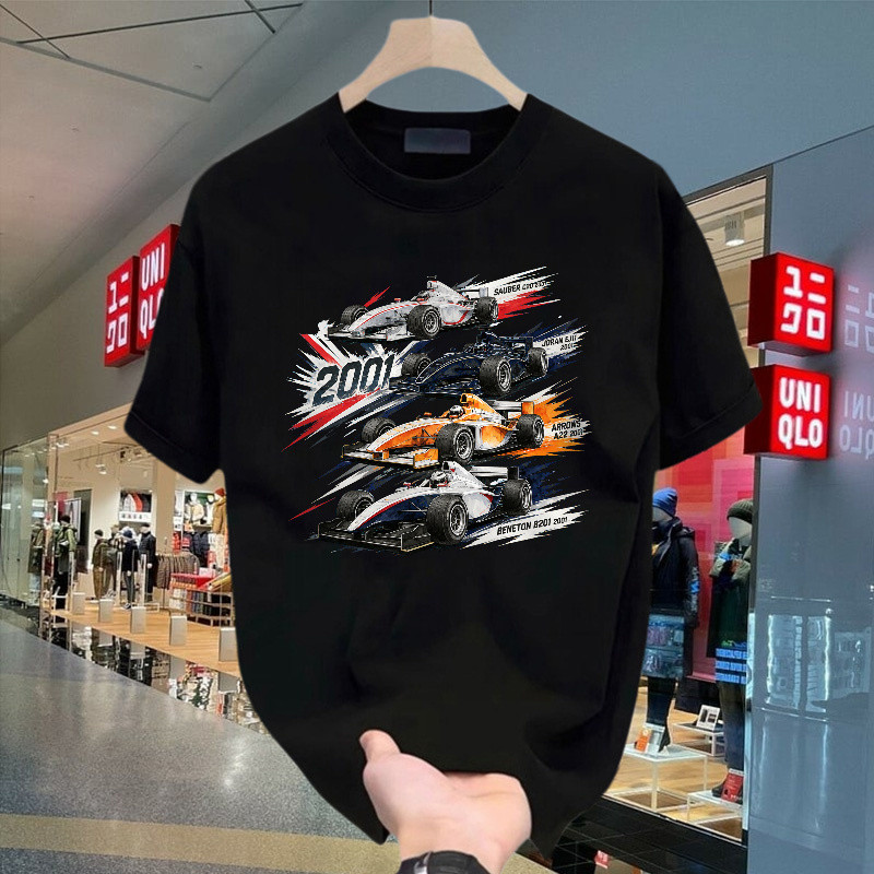 Kaos T Shirt Oversize Formula Race Car Vintage Racing Poster Open Wheel Racing Motorsport Graphic Il