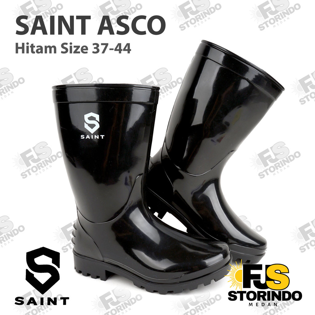 Sepatu Boot Pendek SAINT ASCO Hitam Boots Karet Lentur Anti slip & air Medan, Aceh, Padang, Riau, Ja