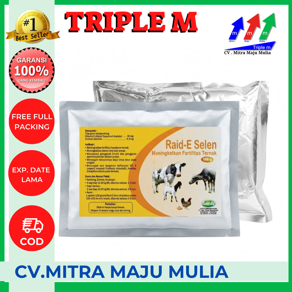 RAID E SELEN 100 GRAM - Raid All Meningkatkan Fertilitas Kesuburan Hewan Ternak GPS