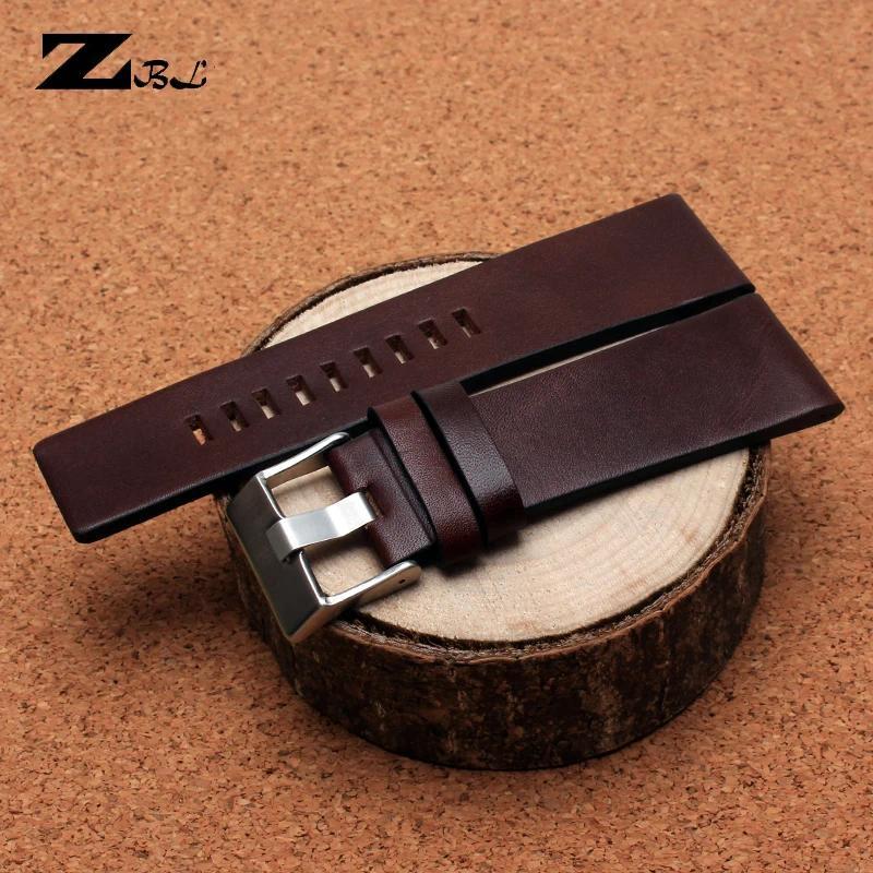 26MM 28MM 30MM 32MM Soft Calf Leather Strap Striped Watch Band for esel DZ4323 7333 Watch Strap Men'