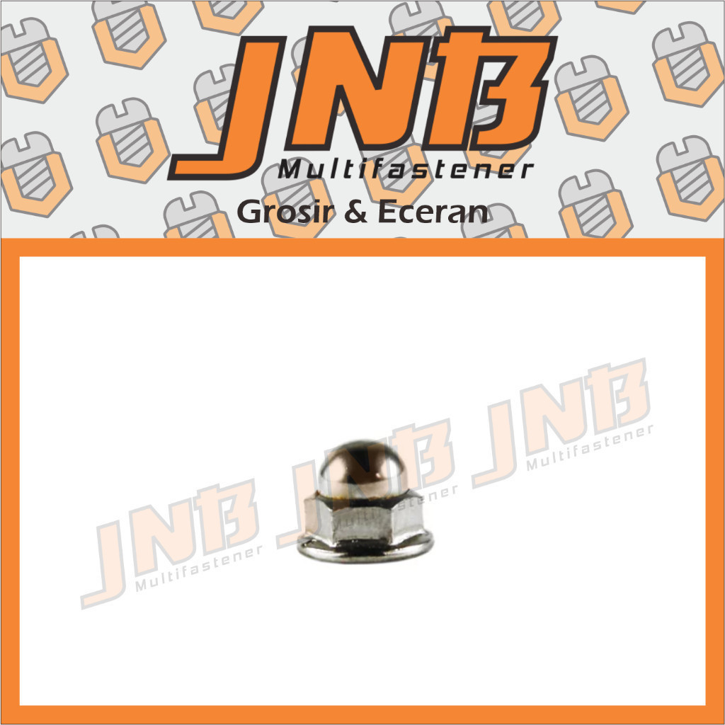 FCN M8 Pendek Flange Cap Nut / Mur Topi Knalpot M8 x 12 mm Nekel
