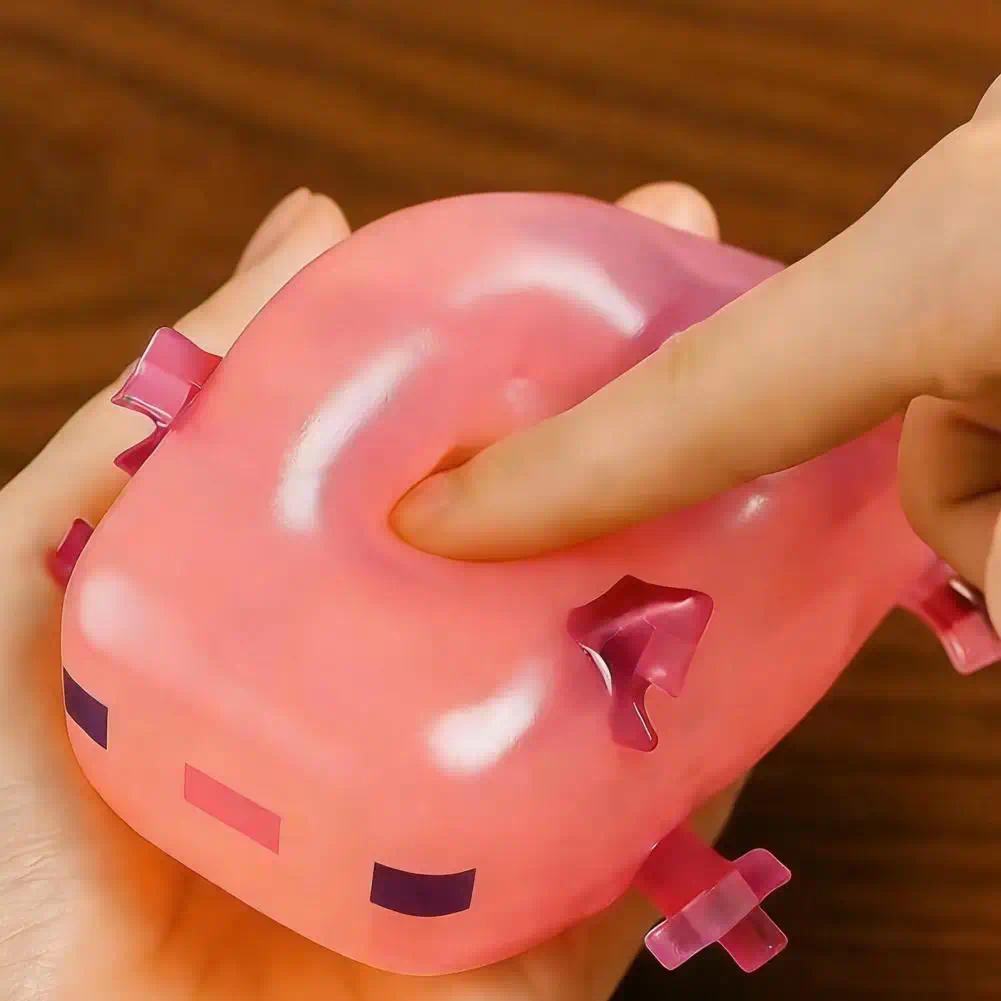 Translucent Axolotl Squeeze Toy Cute Axolotl Squeeze Toy Pink Pixel Style Stress Relief Fidget Toy S