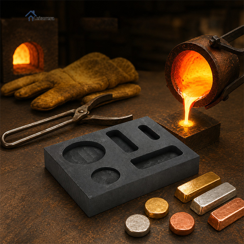 Graphite Ingot Mould 5 In 1 Cetakan Ingot Grafit High Density Emas Silver Aluminium Kaca Bulat Koin 