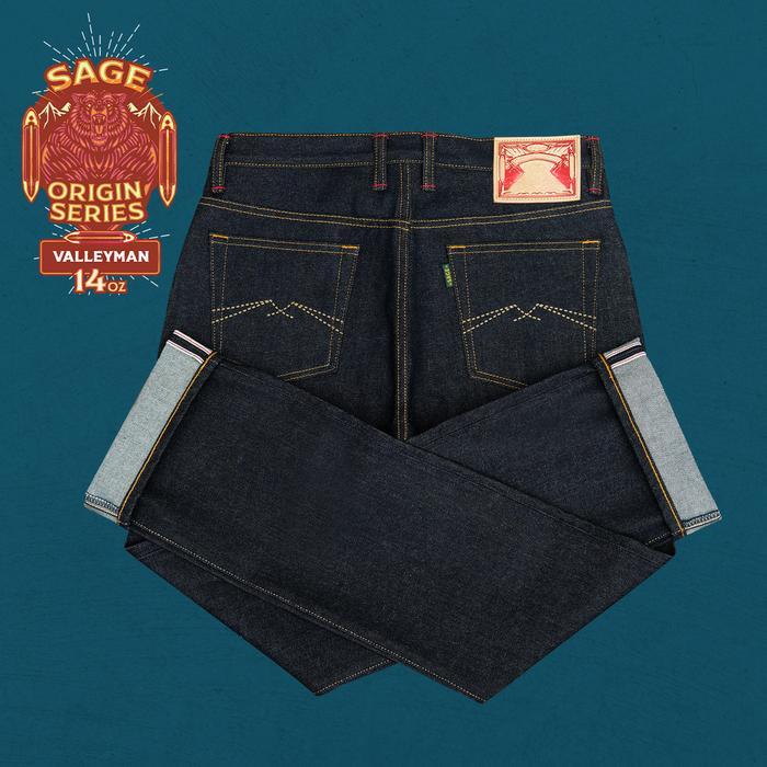 [SPESIAL PROMO SALE] Sage Denim Origin Series Valleyman 14oz Sanforized Deep Indigo Painted Arcuate 
