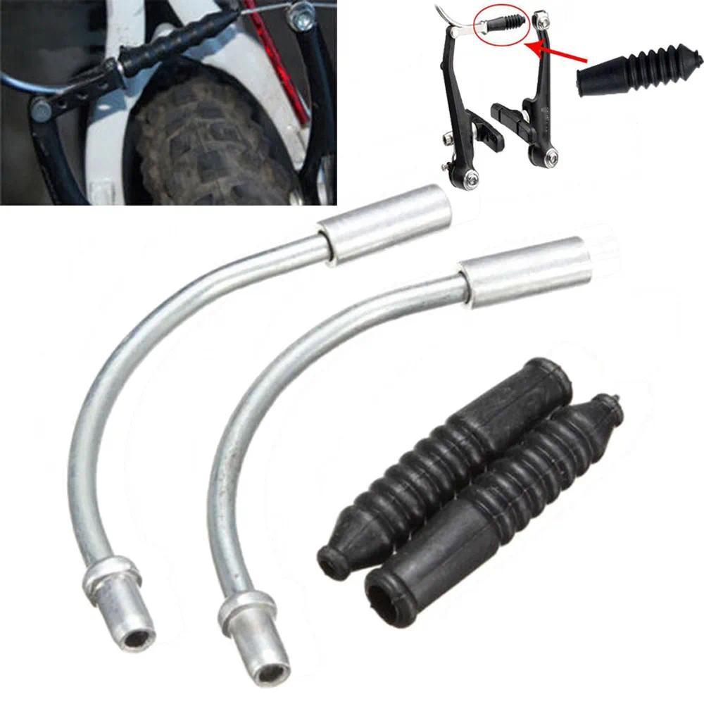 2 Pairs Bike V Brake Noodles Cable Guide Bend with Plastic Boots Sleeves Set Brake Cable Protect Bic