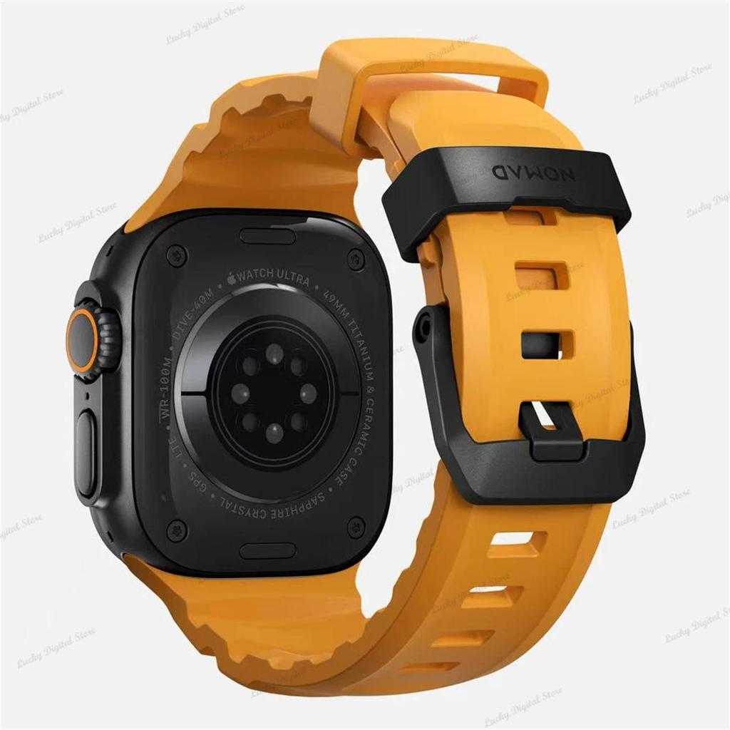 NOMAD Rocky Point Band Natural Titanium Hardware FKM Fluoroelastomer Rubber Waterproof for Apple Wat