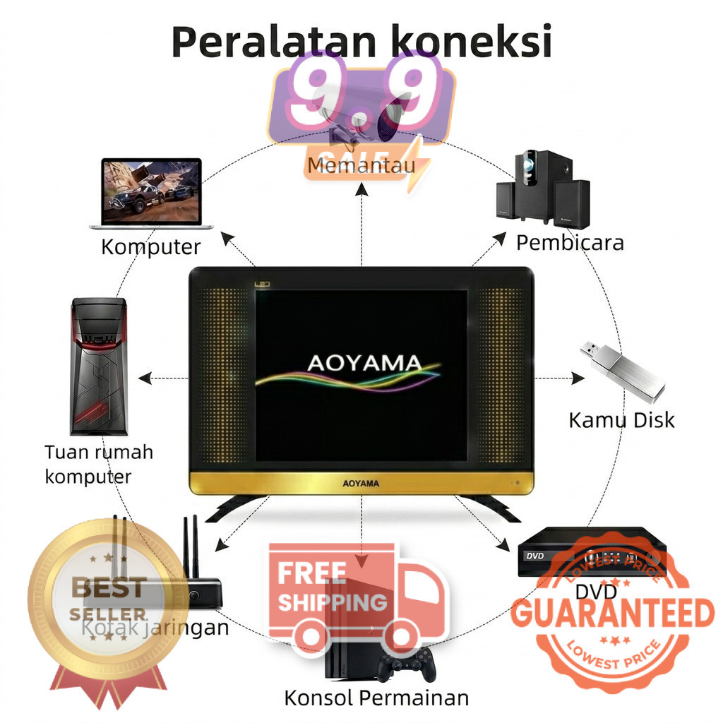 Televisi LED 17 22 24 Inch Merk Aoyama Digital TV Low Watt Termurah