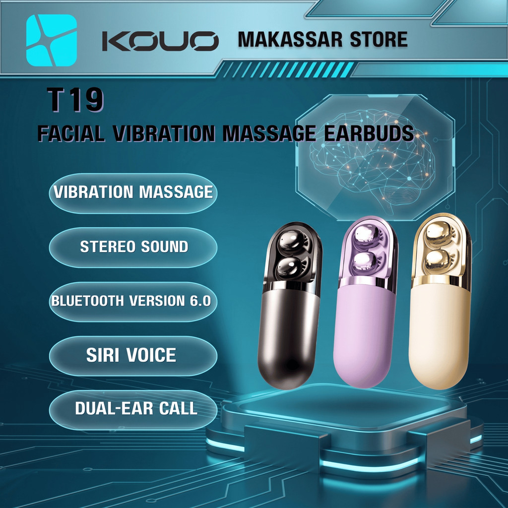 KOUO MAKASSAR T19 TWS Facial Vibration Massage Headset Bluetooth 6.0 Earphone Wireless Earbuds Mini 