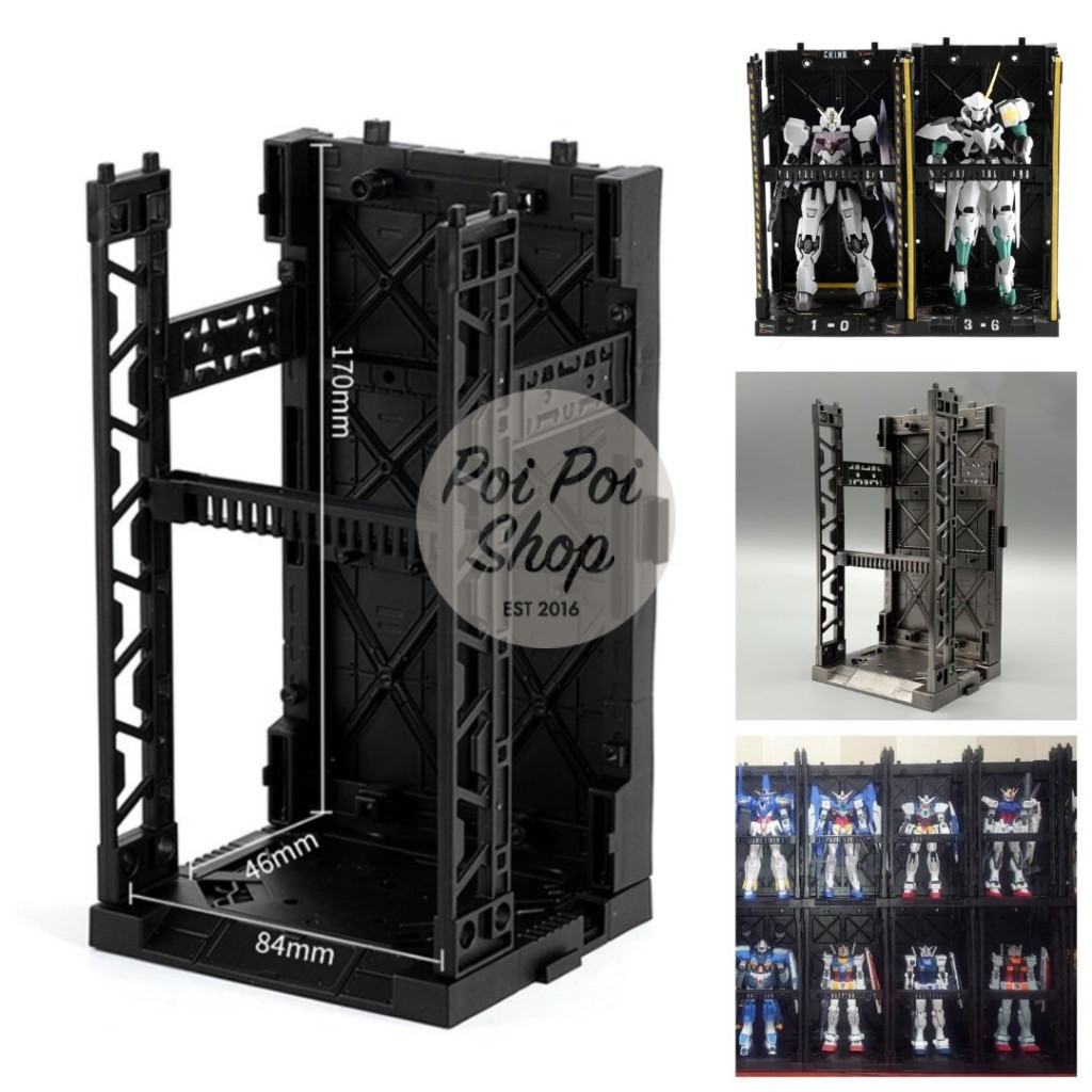 Display Base Gundam Yamada MS Cage Hangar Connectable 17cm Recast Stand Base Gunpla Model Kit  Murah