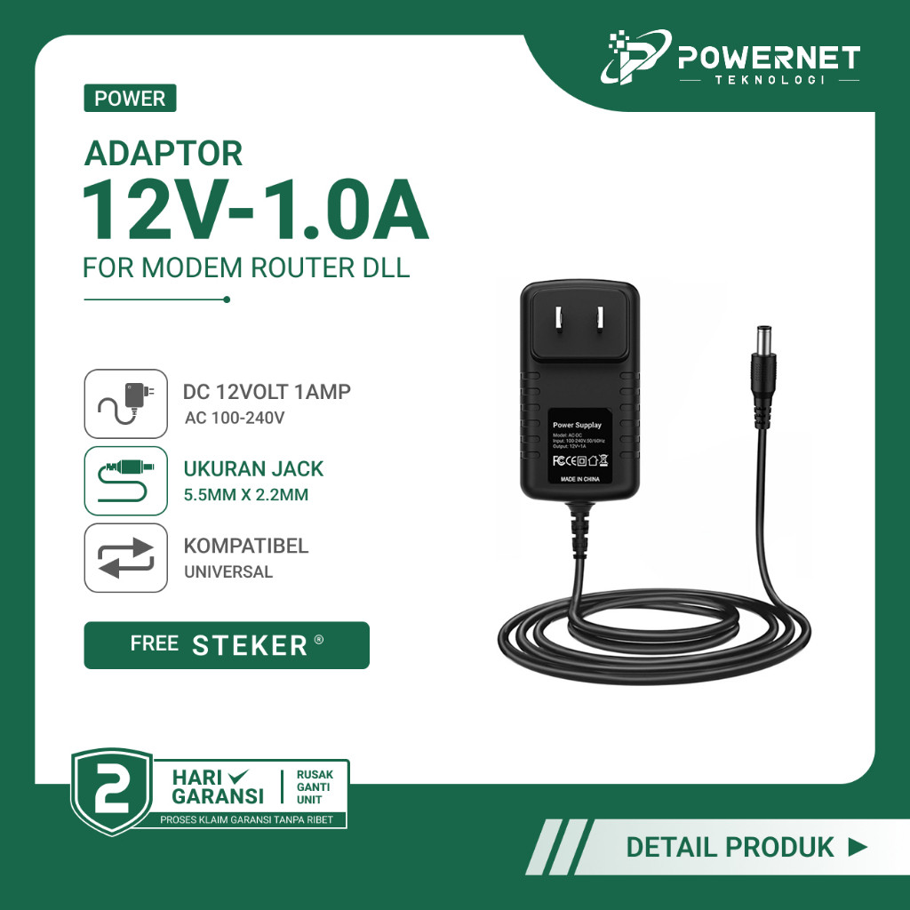 Adaptor 12V-1A Untuk Modem Router STB CCTV DVR HTB Bekas Original Universal
