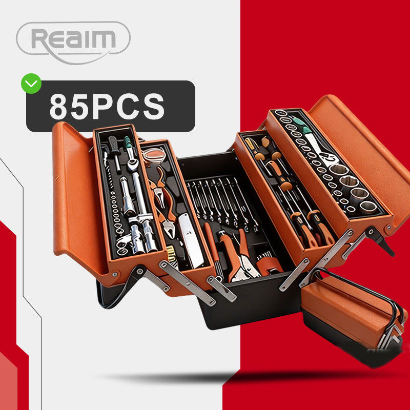 Reaim Tool Box Set Lengkap 85 Pcs Tool Box Perkakas Kunci Sok Set Tool Box Kunci Shock Set
