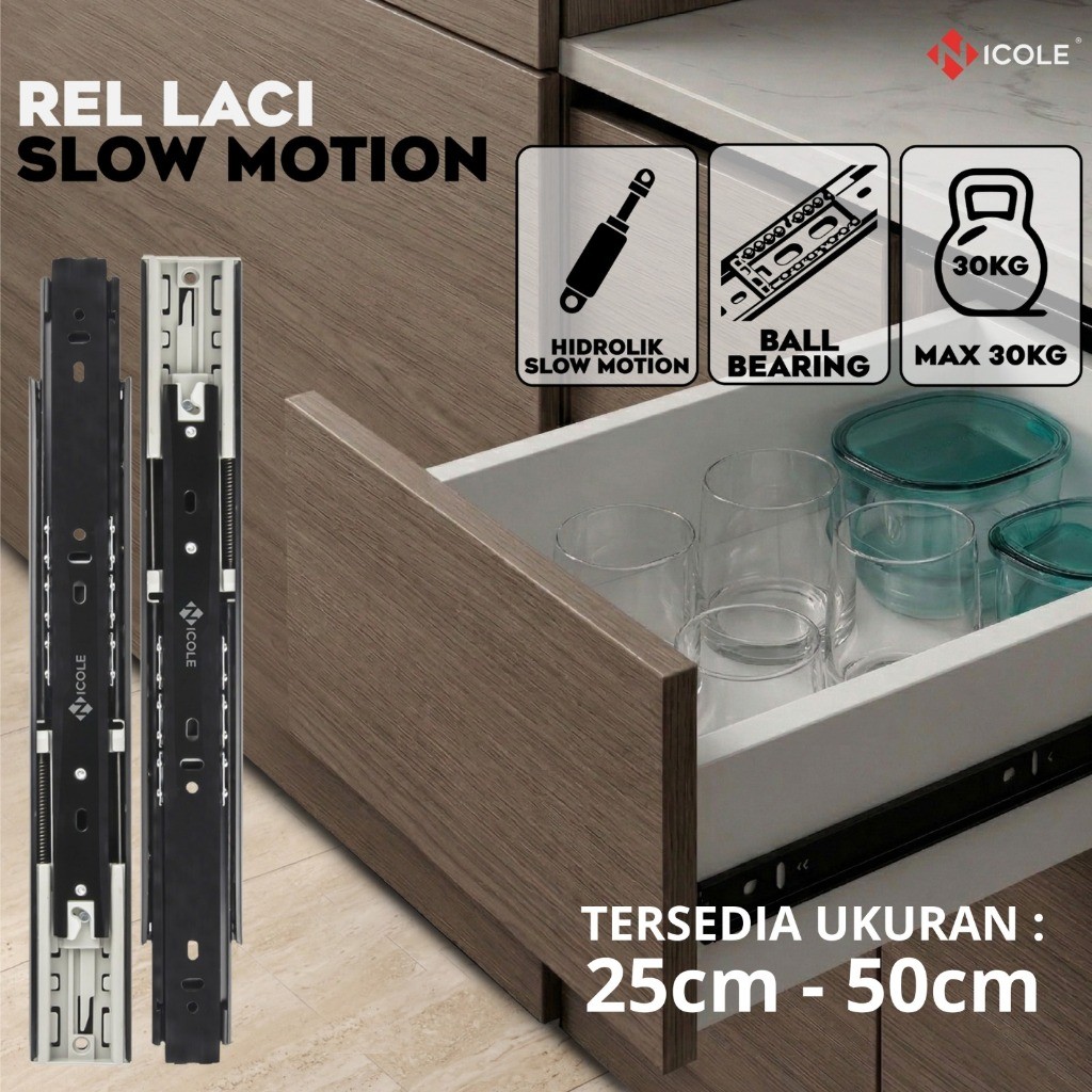 Rel Laci Isi 2 Slow Motion Hidrolik / Rel Laci Soft Closing
