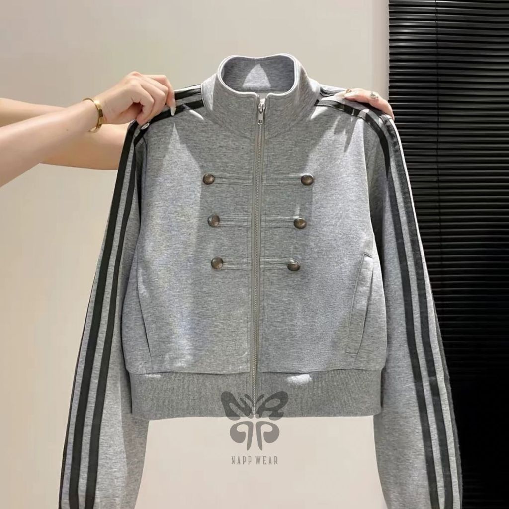 NAPOLEON JACKET CROP / OVERSIZE BAHAN FLEECE UNISEX OUTFIT