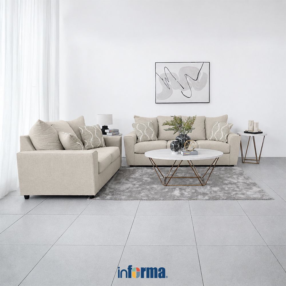 Informa Ashley Stairatt-2 Set Sofa Fabric 2 & 3 Seater - Cokelat Muda Sofa Ruang Tamu Sofa Minimalis