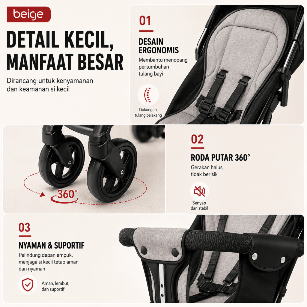 JAMIN MURAH Stroller Bayi Lipat 3.9kg Ultra Ringan Travel Portable Kereta Dorong Bayi Kuat Bisa Dudu