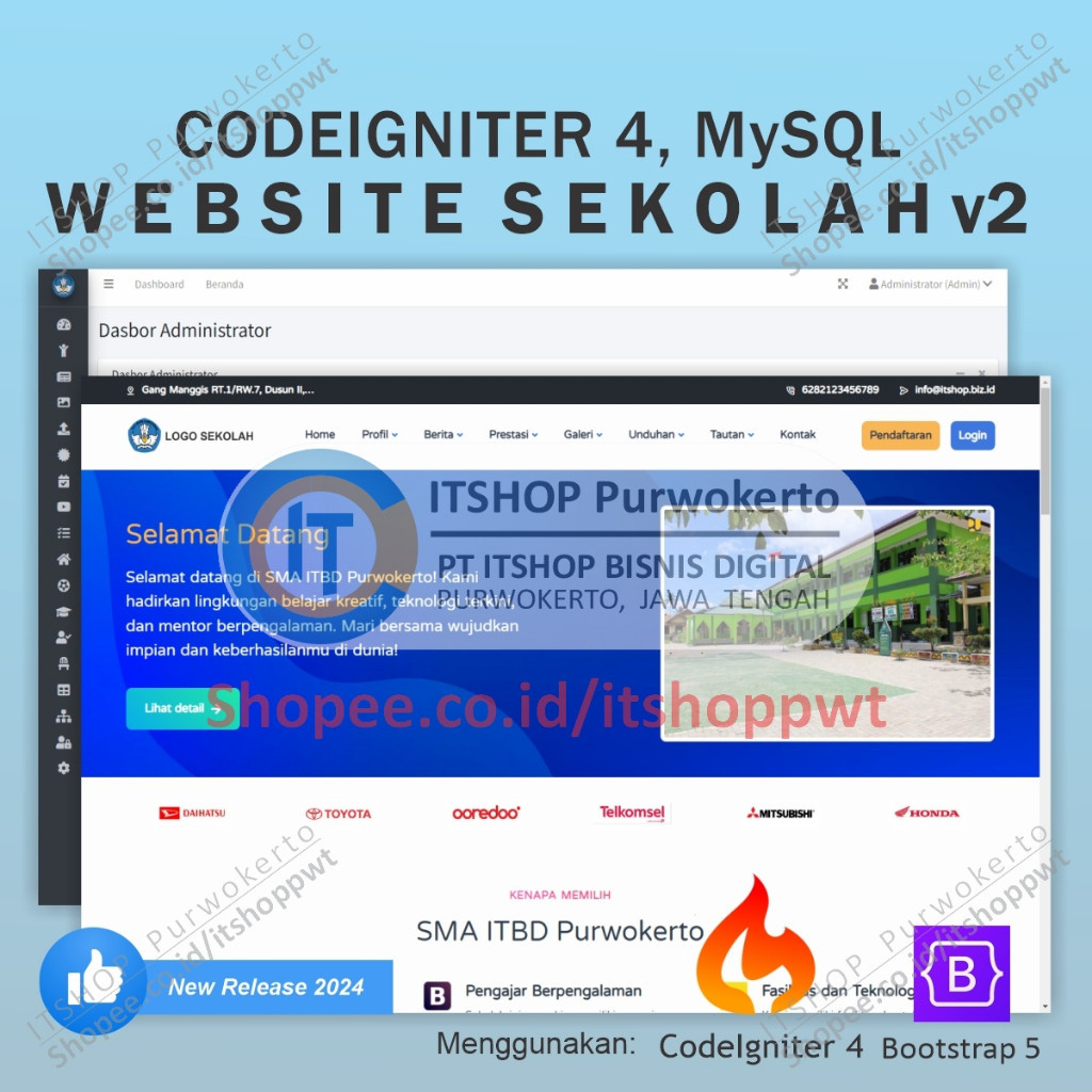 Source Code Aplikasi Website Sekolah versi 2 terbaru menggunakan CodeIgniter 4